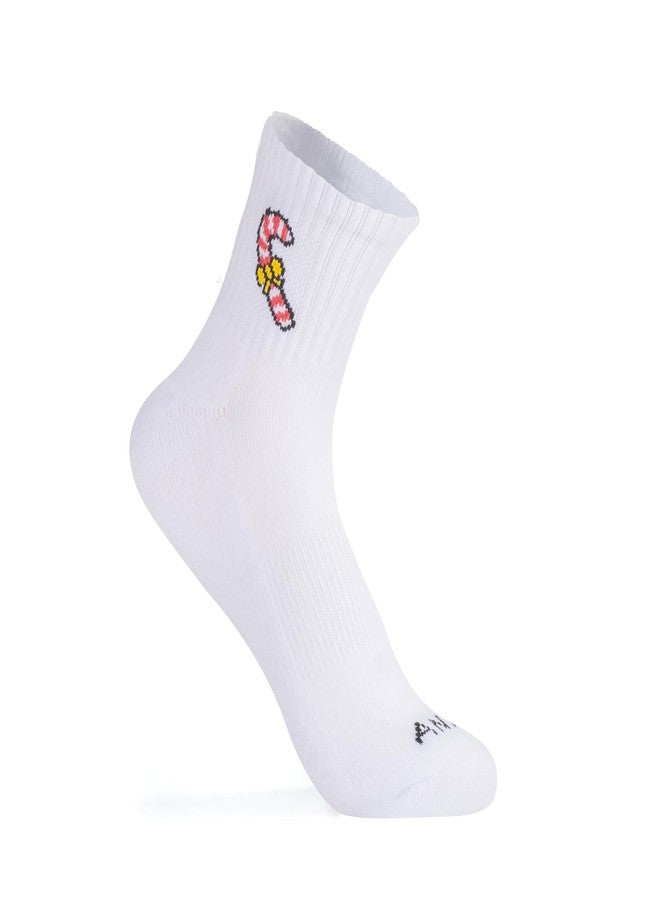 ANT21T Christmas Pattern Crew Socks, White Cotton Blend, 3 Pairs, Antrop (US, Numeric, 9, 11, Regular, Regular, Christmas) - Image 5